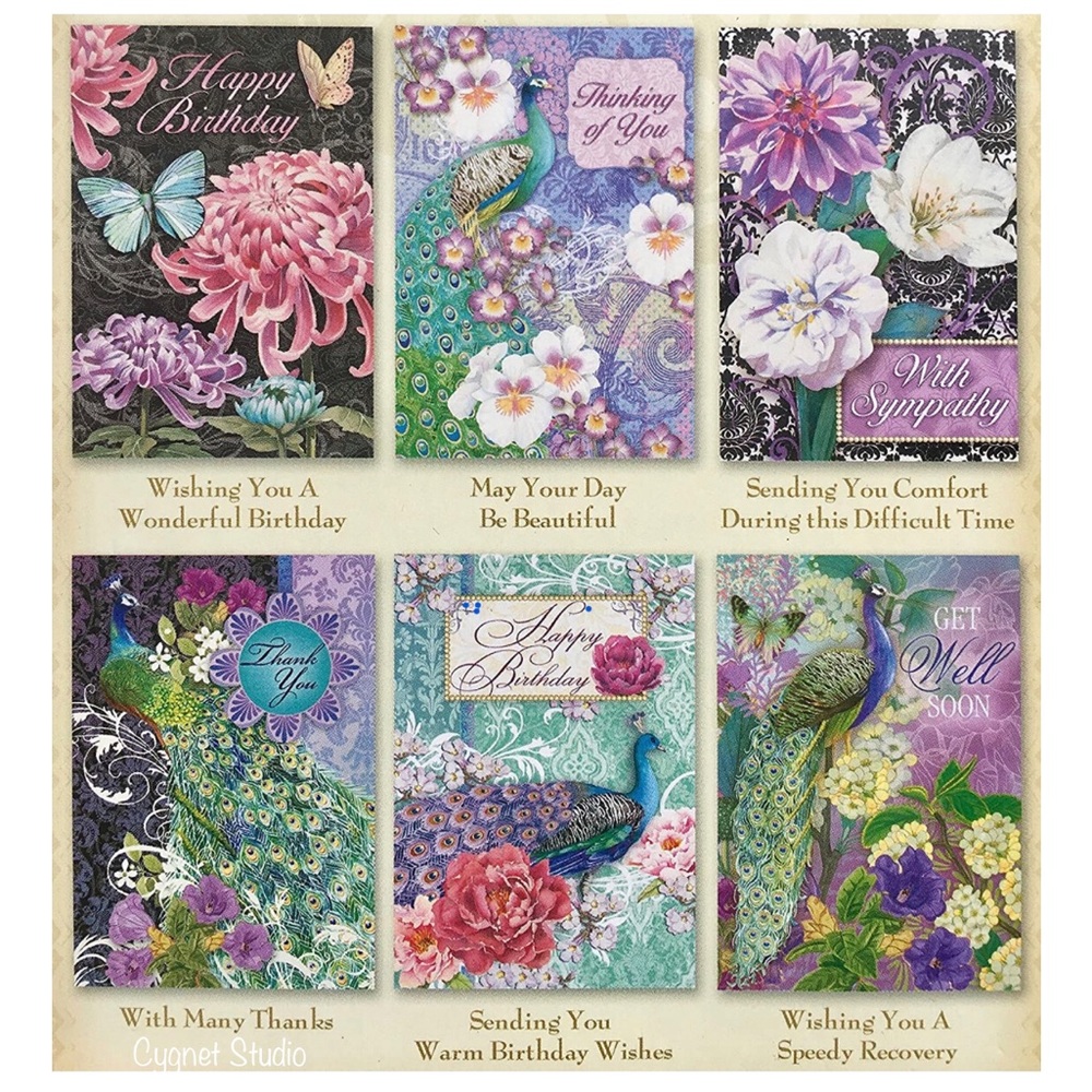 Pooch & Sweetheart Peacock Floral Theme All Occasion Greeting Cards (97108)